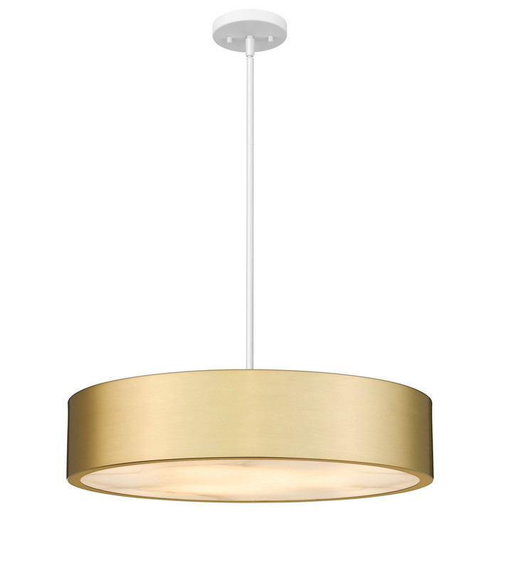A photo of the Piston 5-Light Pendant Oxidized Aged Gold & Flat White Spanish Alabaster Stone Diffuser By Modition