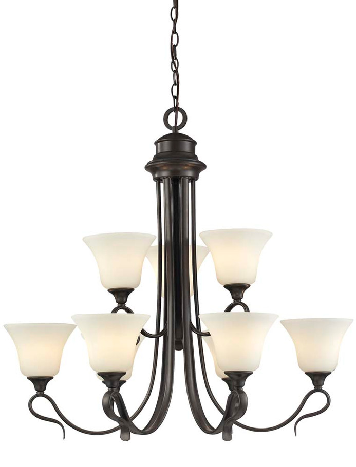 A photo of the Shaylee 9-Light Oil Rubbed Bronze Chandelier By Mirage Lighting