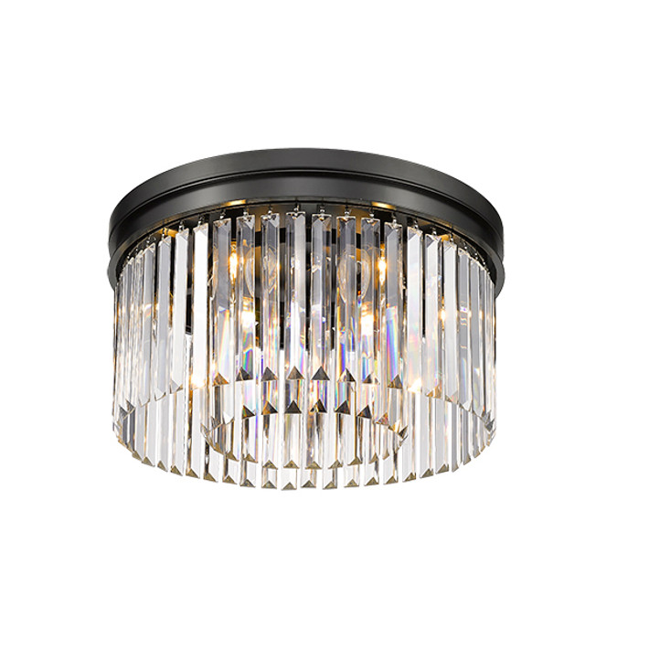 K387F-6BK, Soraya 6-Light Black Crystal Flush Mount By Mirage Lighting