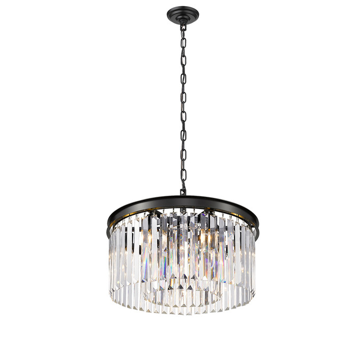 K387P-6BK, Soraya 6-Light Black Crystal Pendant By Mirage Lighting