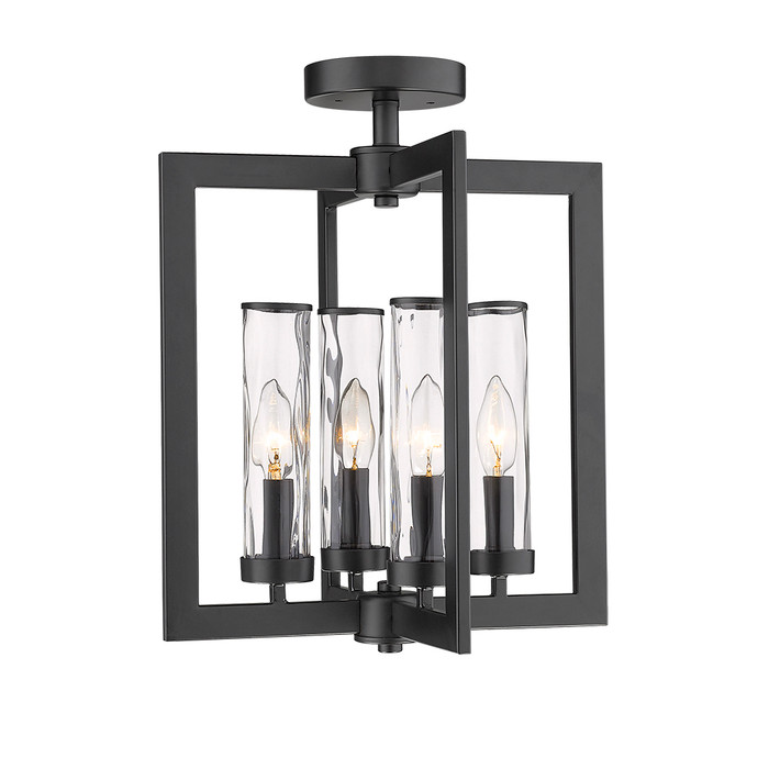 6978SF-4S, Glacier 4-Light Clear Water Glass Semi Flush Mount By Mirage Lighting