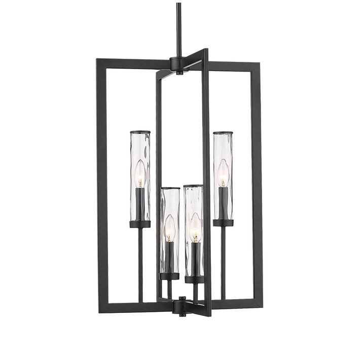 6978P-4M-CH, 6978P-4M-MB, Glacier 4-Light Clear Water Glass Pendant By Mirage Lighting