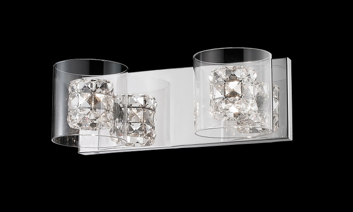 A photo of the Oomph 2-Light Clear Crystal Vanity Light By Mirage Lighting