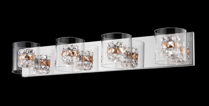 A photo of the Oomph 4-Light Amber Crystal Vanity Light By Mirage Lighting