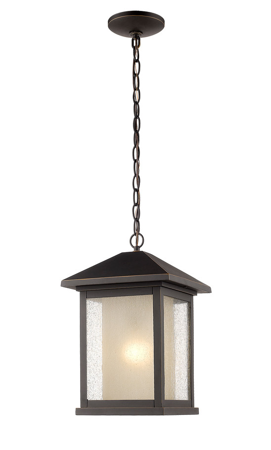 A photo of the Valeri Oil Rubbed Bronze Outdoor Haging Lantern By Mirage Lighting