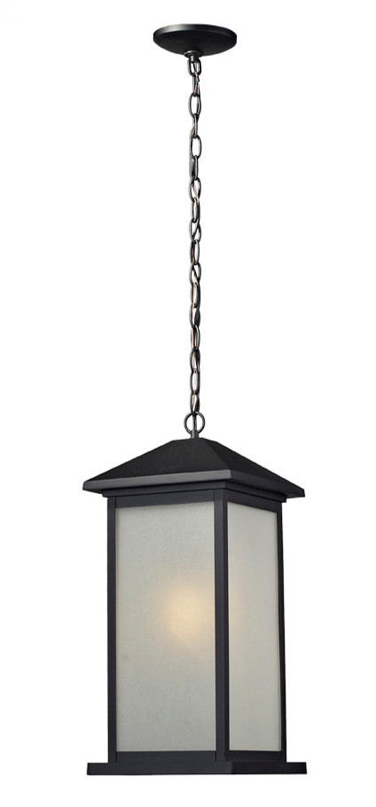 A photo of the Allure Black Outdoor Large Hanging Lantern By Mirage Lighting