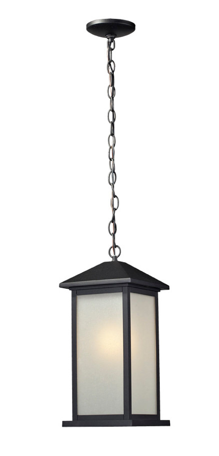 A photo of the Allure Black Outdoor Medium Hanging Lantern By Mirage Lighting
