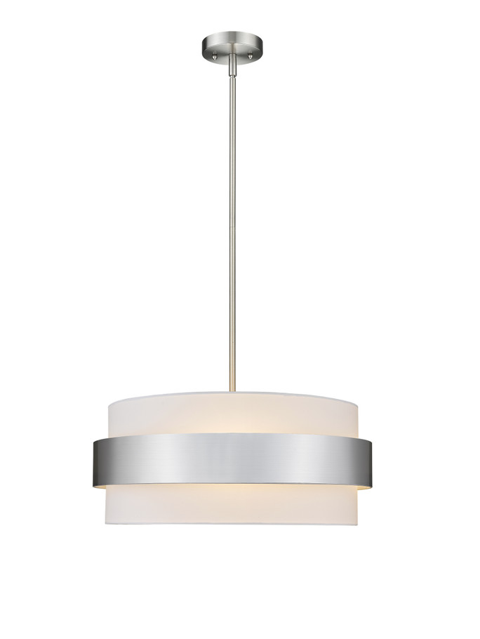 Duet 20" White and Brushed Nickel 3 Light Pendant by MIrage Lighting