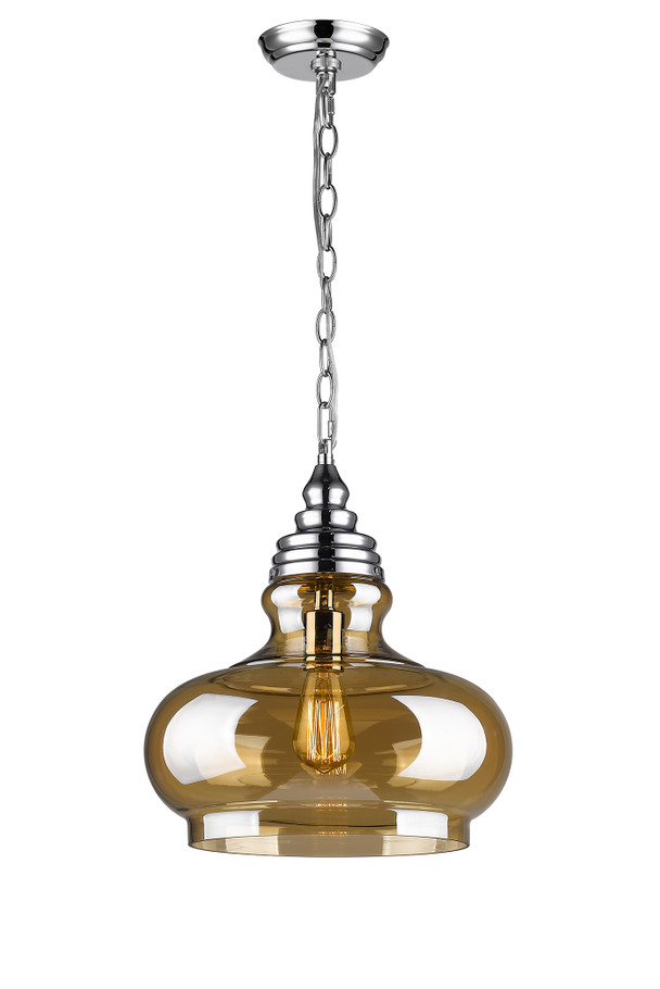 A photo of the Venturo Amber Glass Pendant By Mirage Lighting