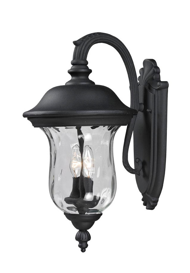 A photo of the Vallee 1-Light Black Outdoor Small Wall Mount By Mirage Lighting