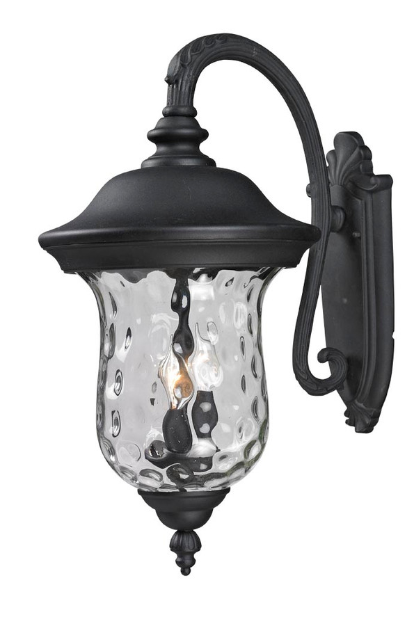 A photo of the Vallee 2-Light Black Outdoor Medium Wall Mount By Mirage Lighting