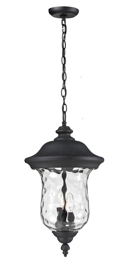 A photo of the Onyx 2-Light Black Outdoor Large Hanging Lantern By Mirage Lighting