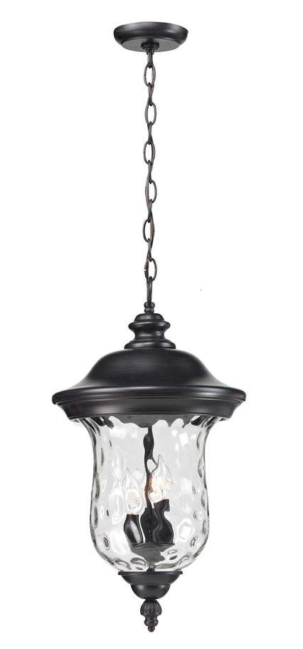 A photo of the Onyx 2-Light Bronze Outdoor Large Hanging Lantern By Mirage Lighting