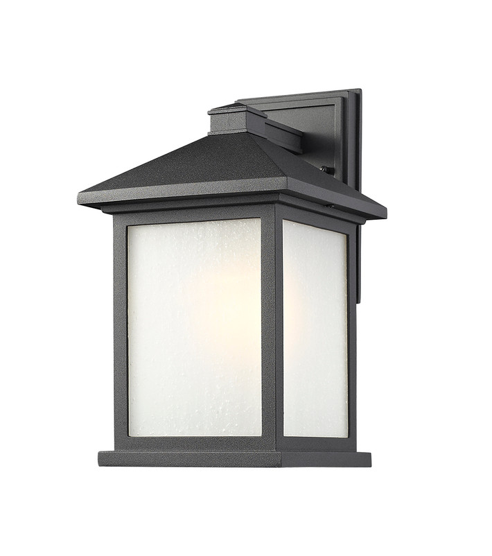 A photo of the Taylor 1-Light Black Outdoor Small Wall Mount By Mirage Lighting