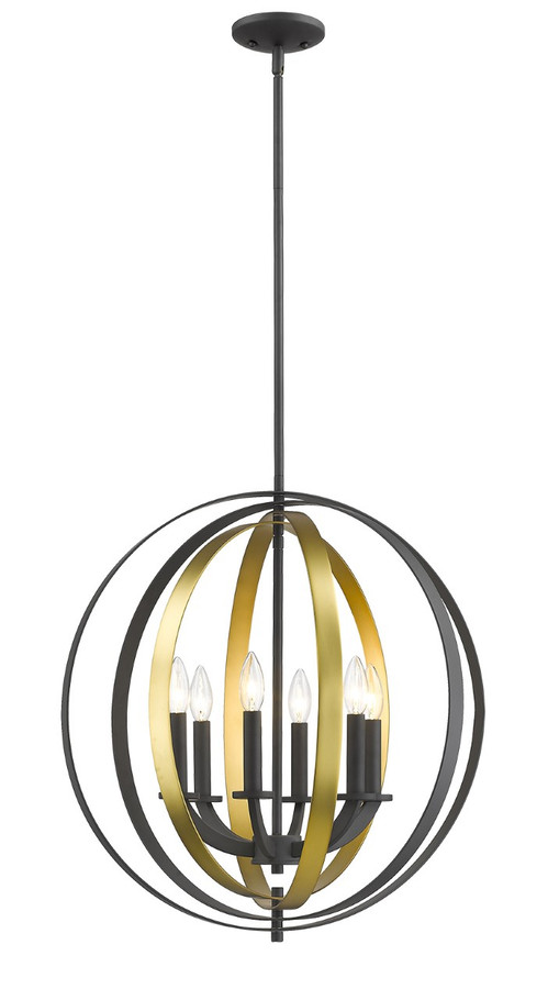 A photo of the Pellet 6-Light Two Toned Globe Chandelier By Mirage Lighting