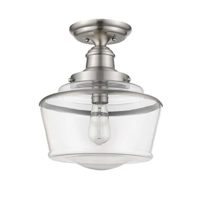 A photo of the Schoolhouse 1-Light Semi Flush Mount 12" By Mirage Lighting