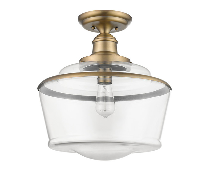 A photo of the Schoolhouse 1-Light Semi Flush Mount 15" By Mirage Lighting