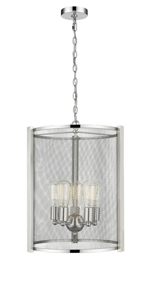 Five Light Polished Nickel and Multi-Finish Accent Pendant by Mirage Lighting P440-16PN