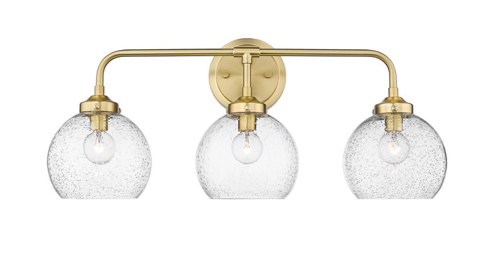 A photo of the Walden 3-Light Oxidized Gold Vanity Light By Mirage Lighting