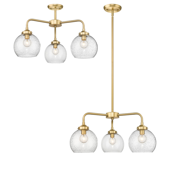 A photo of the Walden 3-Light Oxidized Gold Dual Mount Chandelier By Mirage Lighting