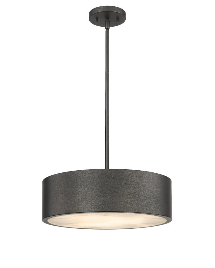 Piston 3-Light Pendant Plated Titanium Dark Spanish Alabaster Stone Diffuser By Modition