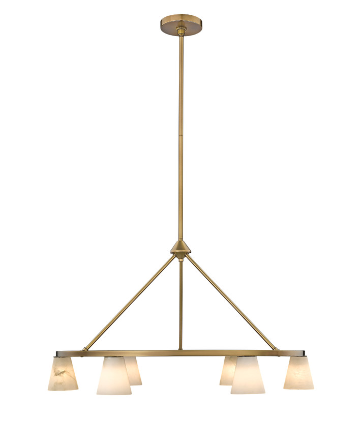 Ironstone 6-Light Oxidized Gold Chandelier with Reversible Solid Alabaster Shades By Modition