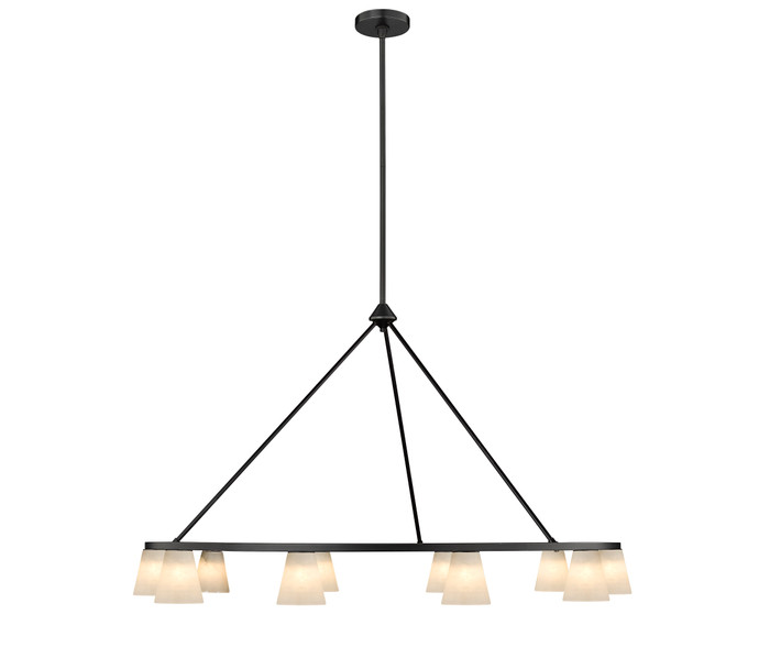 Ironstone 10-Light  Flat Black Chandelier With Reversible Alabaster Stone Shades By Modition