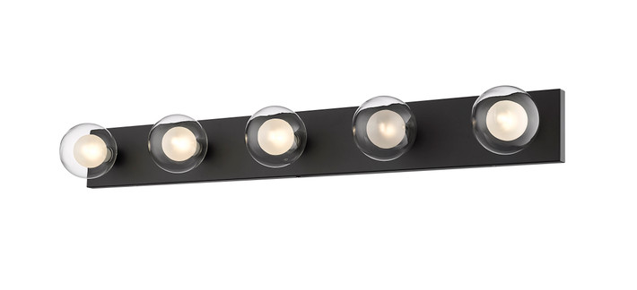 A photo of the BOBO 5-Light Vanity Light Matte Black By Mirage Lighting