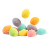 Pastel colored gummy eggs coated in sanding sugar