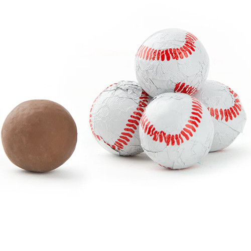 Milk chocolate foil wrapped baseballs