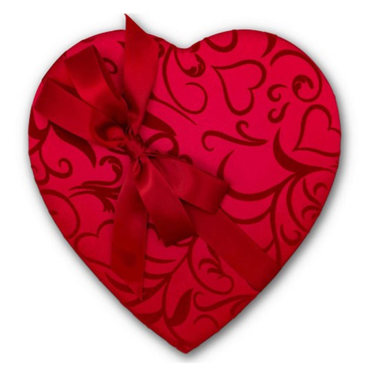 Red Satin Embossed Heart Box