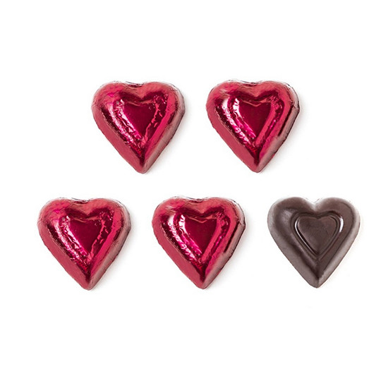 72% Cocoa Dark Chocolate Foil Wrapped Hearts