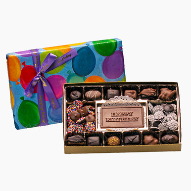 Happy Birthday Grand Indulgence Black Speckled Chocolate Gift Tower