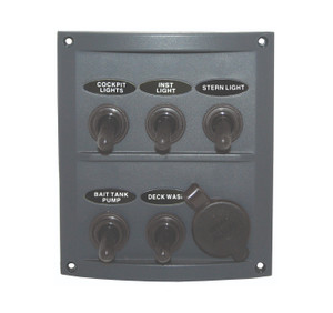 RWB Switch Panel - 5 Switch & Cigarette Plug Socket (RWB2114)