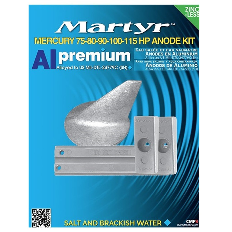 Martyr Mercury Aluminium 75-80-90-100-115HP Anode Kit (CMM75115KITA)