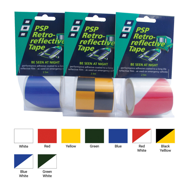RWB Retro Reflective Tape - 50mm x 2.5M (RWB11221 to RWB11229)