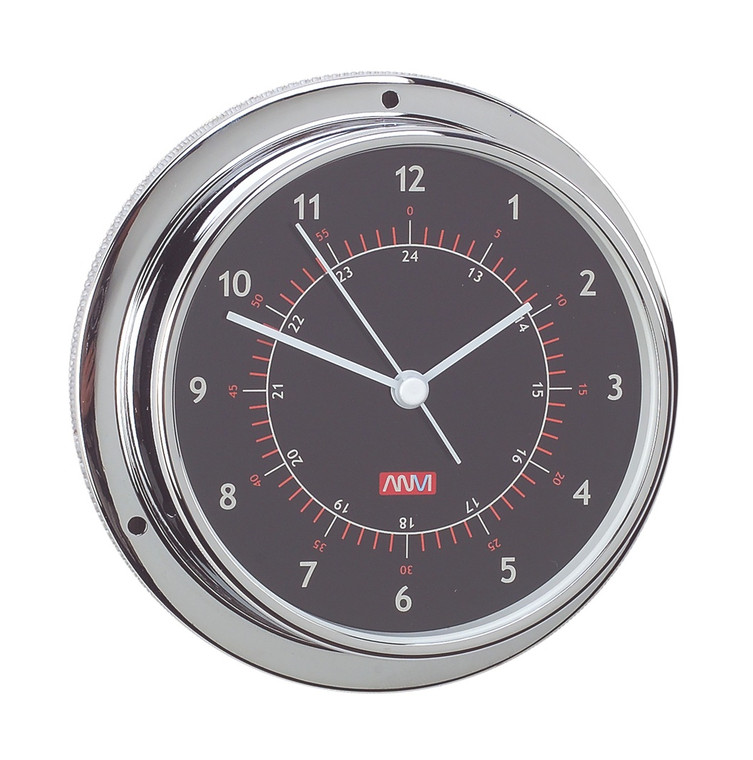 RWB Clock Chrome-Plated Brass - Black 95mm (RWB4568)