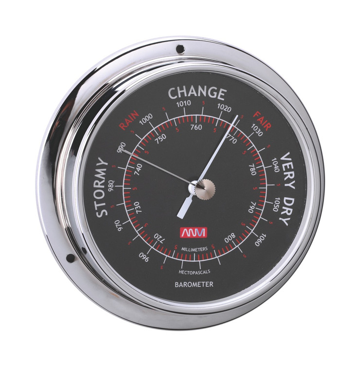 RWB Barometer Chrome-Plated Brass - Black 95mm (RWB4569)