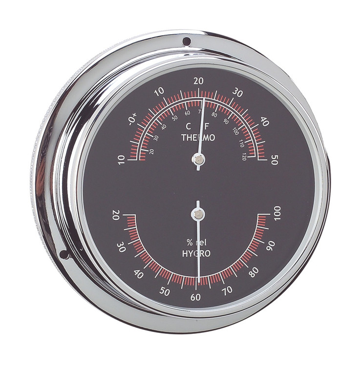 RWB Thermometer & Hygrometer Chrome-Plated Brass - Black 95mm (RWB4570)