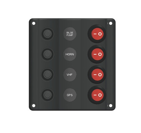 RWB Switch Panel & Circuit Breaker - 4 Switches