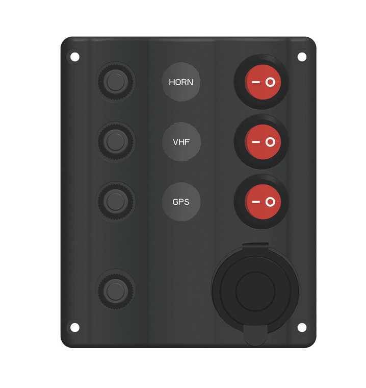 RWB Switch Panel, Circuit Breaker & Cigarette Socket - 3 Switches