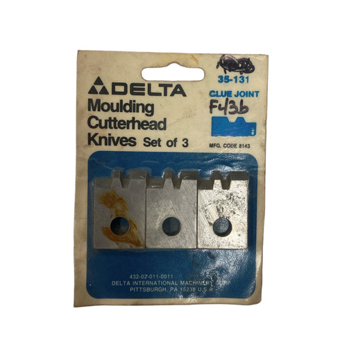 35-131 Moulding Cutterhead Knives Set Of 3. Glue Joint