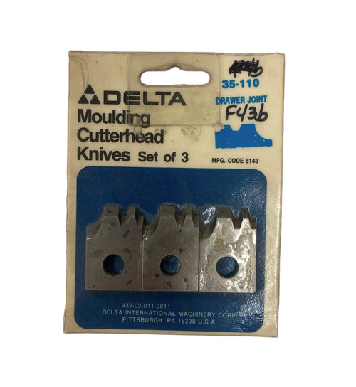 35-110 Moulding Cutterhead Knives Set Of 3 Drawer Joint
