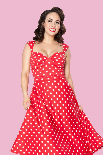 You asked, we delivered!  Our most popular dress will now be available in polka dot!  We have black/white or red/white available!

We also have this style in a variety of colors and fabrics!  Choose the one that is right for you!