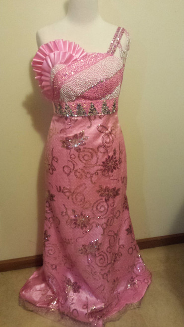 'Pink dreams' - handmade, hand beaded 80s prom dress