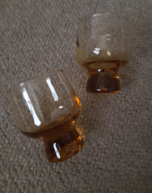 Amber glass - mini brandy glass - pair