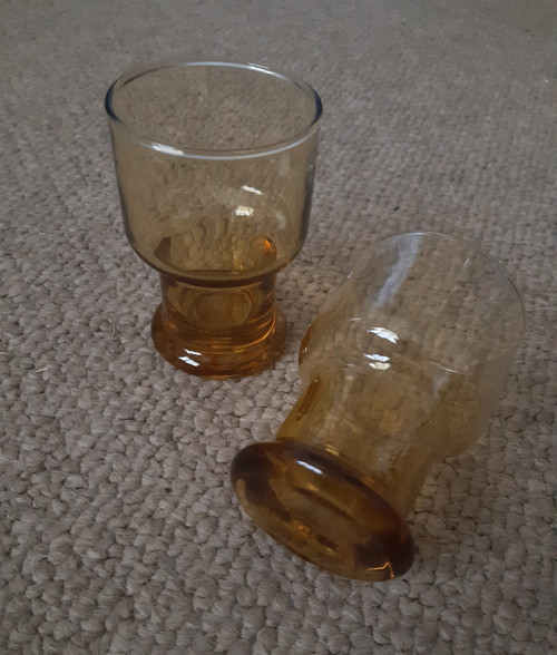 Amber glass - mini shaped glass - pair