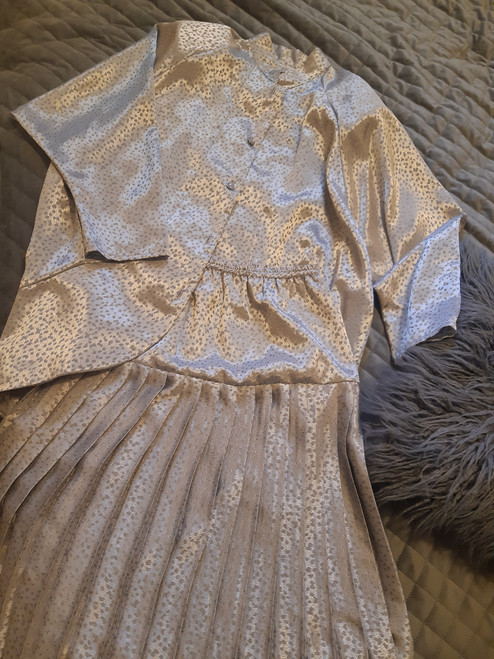 Vintage 2pc Skirt/Jacket set - silver