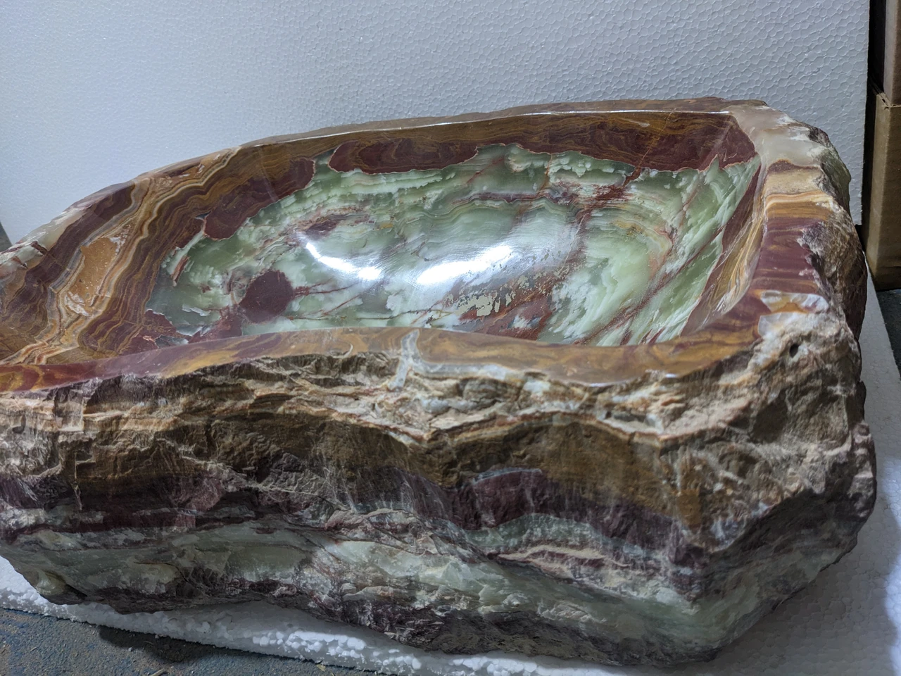 Marble Island Onyx Sink in Dark Brown and Multi-Green Onyx – view 4