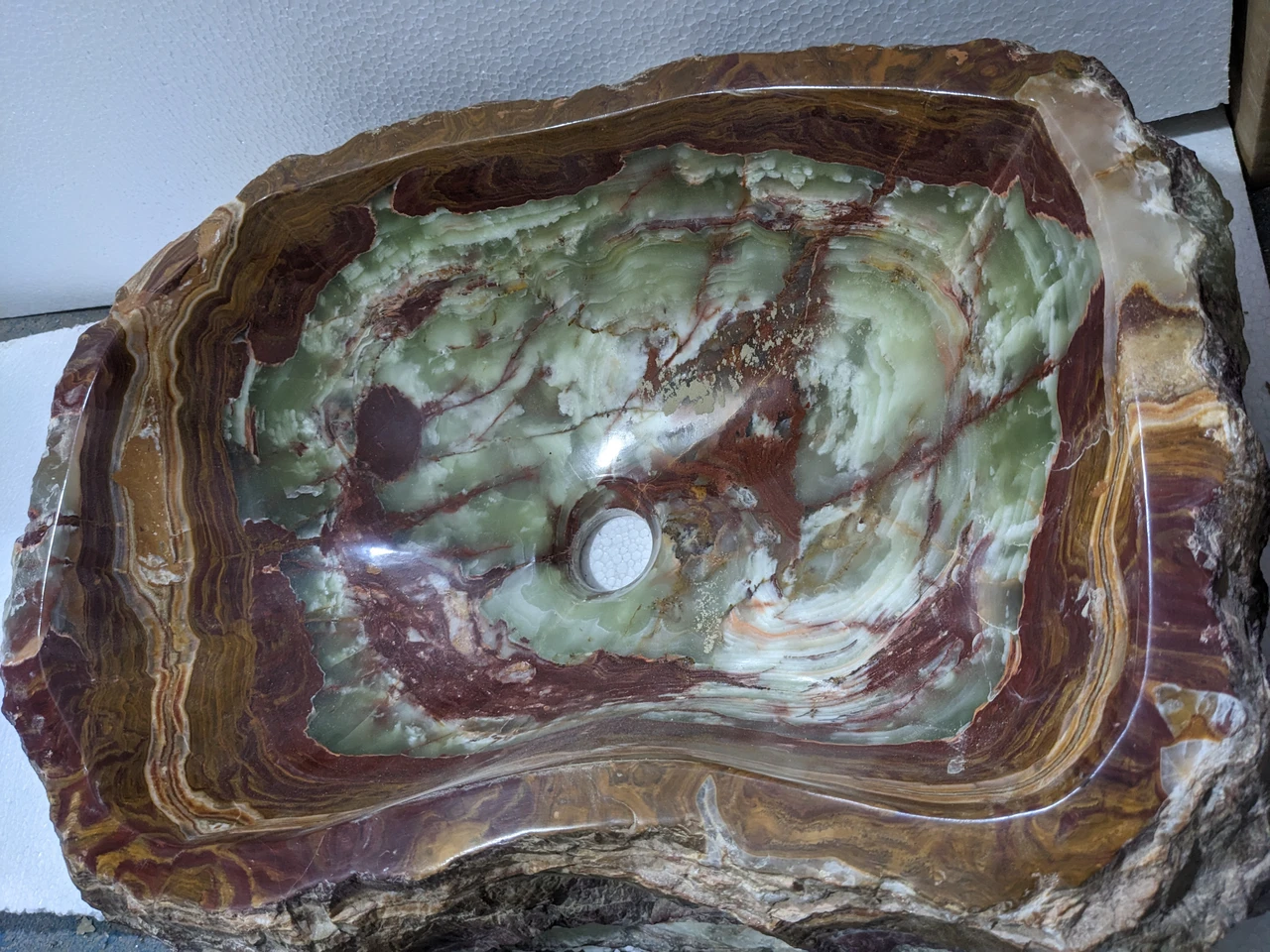 Marble Island Onyx Sink in Dark Brown and Multi-Green Onyx – view 5